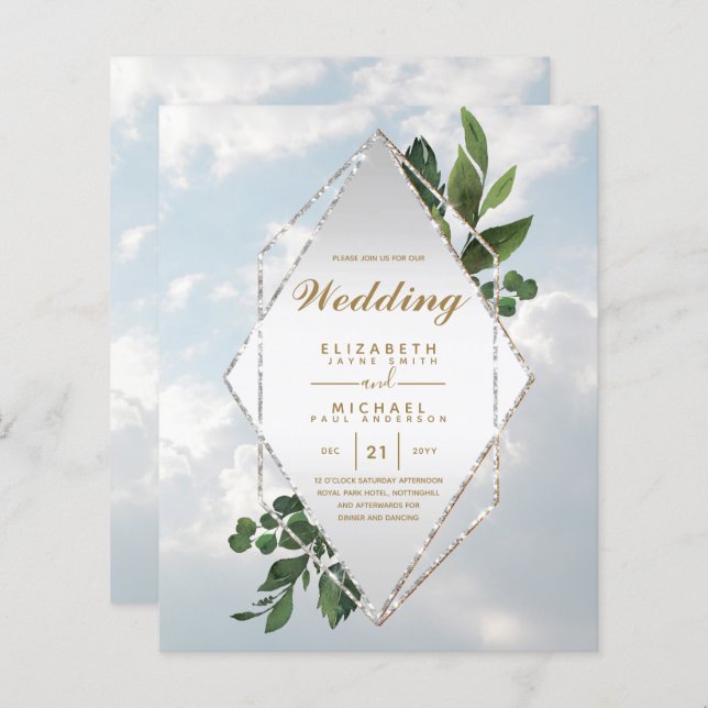 NIEDRIGER HAUSHALTSPLAN für Hochzeiten - Grünrahme (Vorne/Hinten)