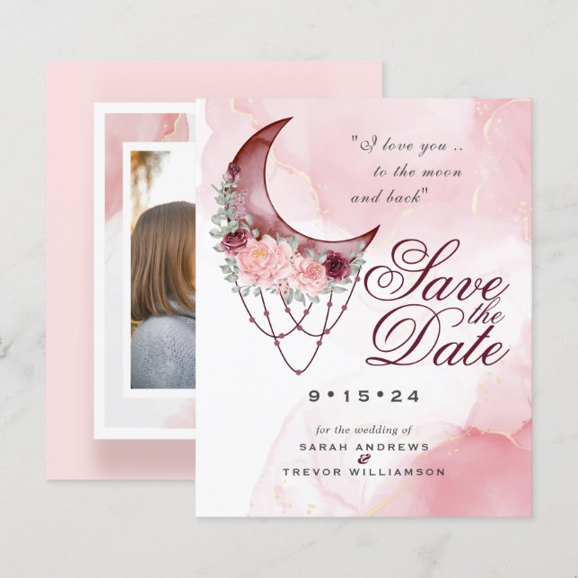 Niedriges Budget Crescent Moon Foto Save the Date (Vorne/Hinten)
