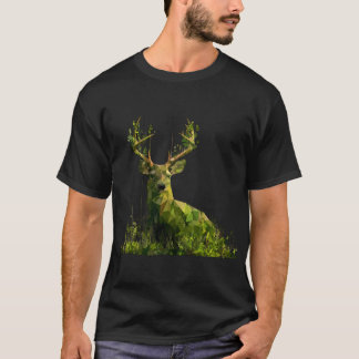 Niedrigpolygonaler grüner Hirsch — Geometrische Wa T-Shirt