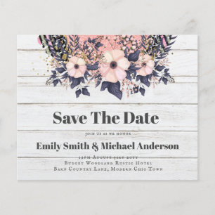 Niedrigste Budget Hochzeiten FLYER Pink Blue Flora