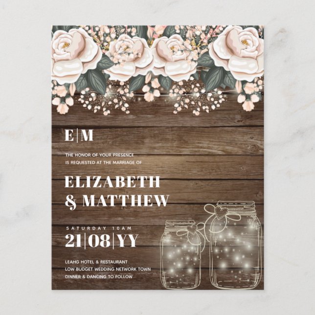 Niedrigste Budget Hochzeiten FLYER Rosa Blume Girl (Vorne)