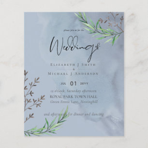NIEDRIGSTE OLIVENBlätter Dusty Blue Wedding Flyer