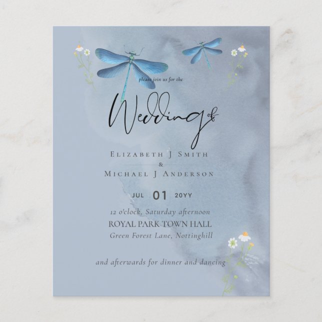 NIEDRIGSTE PREISE Dragon Flies Dusty Blue Wedding Flyer (Vorne)