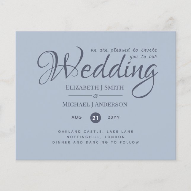 NIEDRIGSTE PREISE Dusty Blue Wedding Flyer (Vorne)