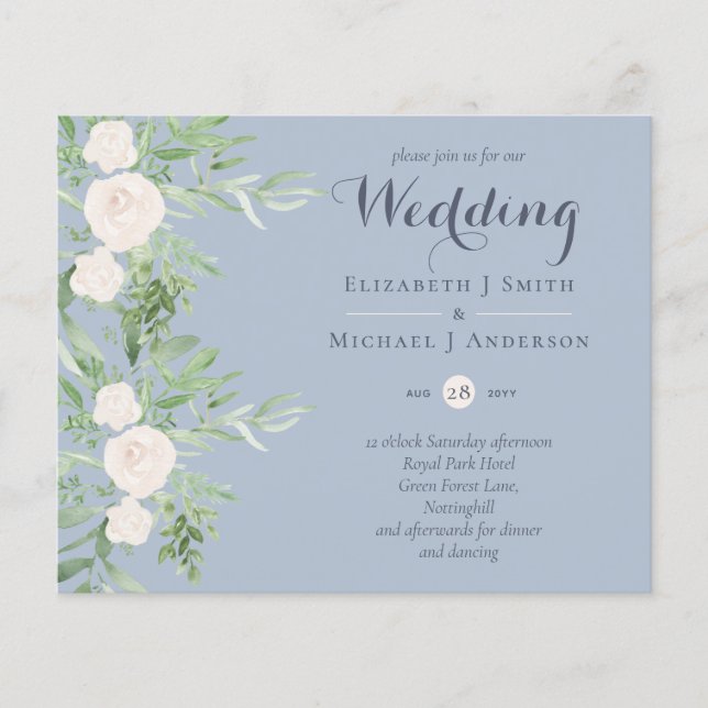 NIEDRIGSTE PREISE Magnolia Dusty Blue Blume Weddin Flyer (Vorne)