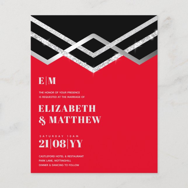 Niedrigster FLYER für Hochzeiten Einladung Glam De (Vorne)