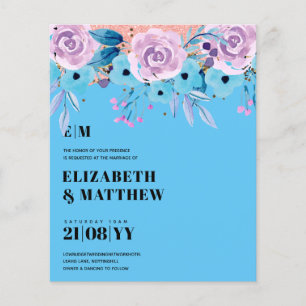 Niedrigster Haushalt Hochzeitsblumen FLYER Blauer