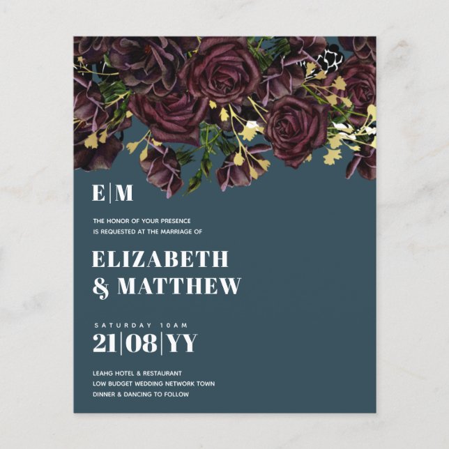 Niedrigster Haushalt Hochzeitsfeiern FLYER Dark Pl (Vorne)