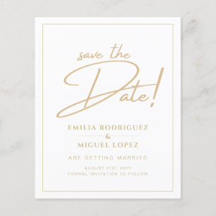 Niedrigstes BUDGET GOLD TEXT Moderne Save The Date Flyer