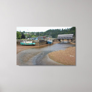 Niedrigwasser an der Bay of Fundy in St. Martins, Leinwanddruck