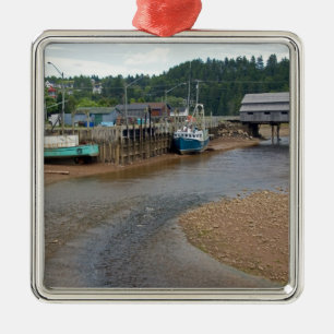 Niedrigwasser an der Bay of Fundy in St. Martins, Silbernes Ornament