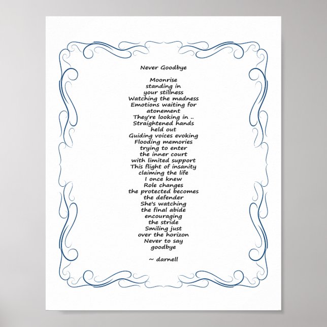 Niemals Abschiedsgedicht Poster (Vorne)