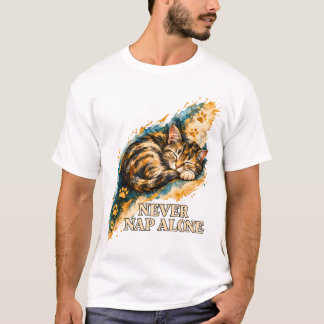 Niemals Alleine Schlafen Tabby-Katze Goldene Pfote T-Shirt