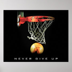 Niemals aufgeben Basketball Motivationsposter Poster