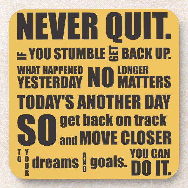 NIEMALS AUFGEBEN GETRÄNKEUNTERSETZER (Vorderseite)