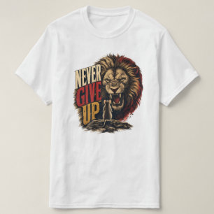 Niemals Aufgeben Motivierende Maus Gegen Löwe Illu T-Shirt