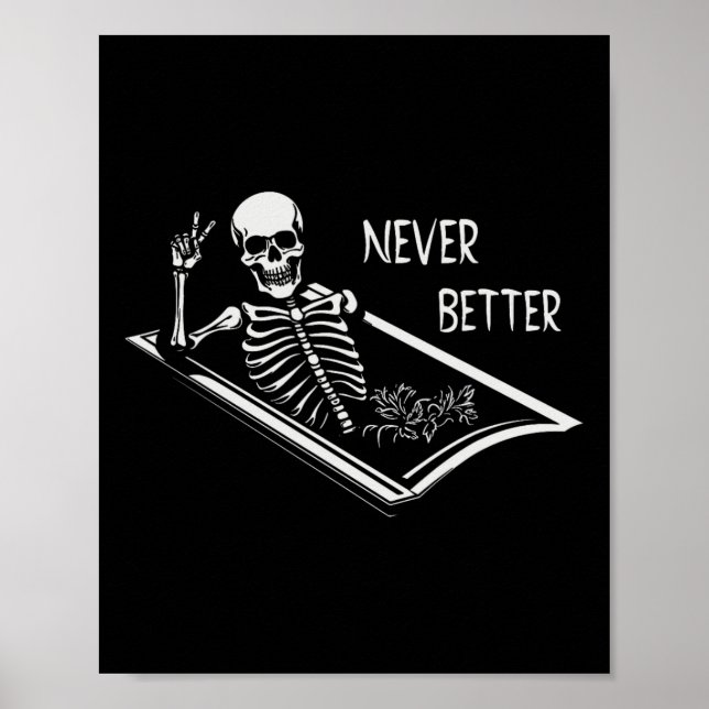 Niemals besser Skelettcoffin feine Hand Schild Hal (Vorne)