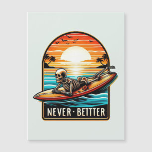 Niemals besser - Skelettsurfing Sunset Wave Magnetkarte