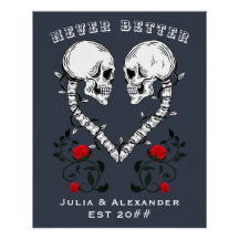 Niemals besser Skull Couple Gothic Wedding Engagem
