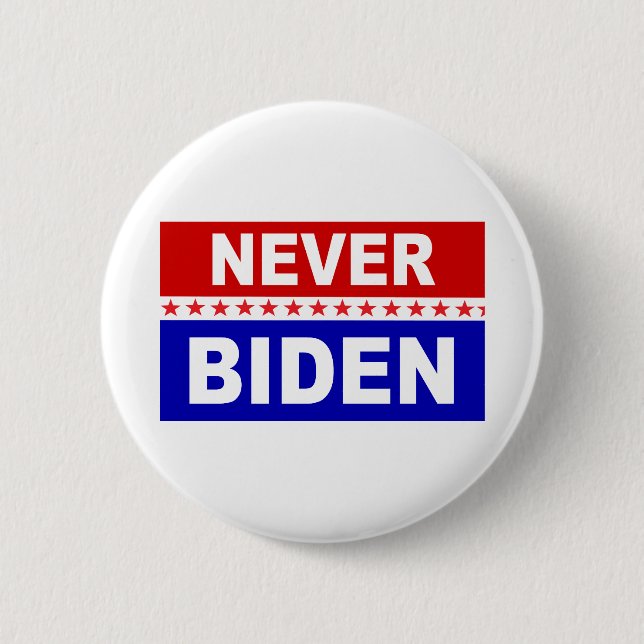Niemals Biden Button (Vorderseite)