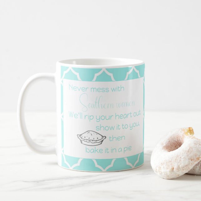 Niemals Chaos mit South Women Aqua Custom Kaffeetasse (Mit Donut)