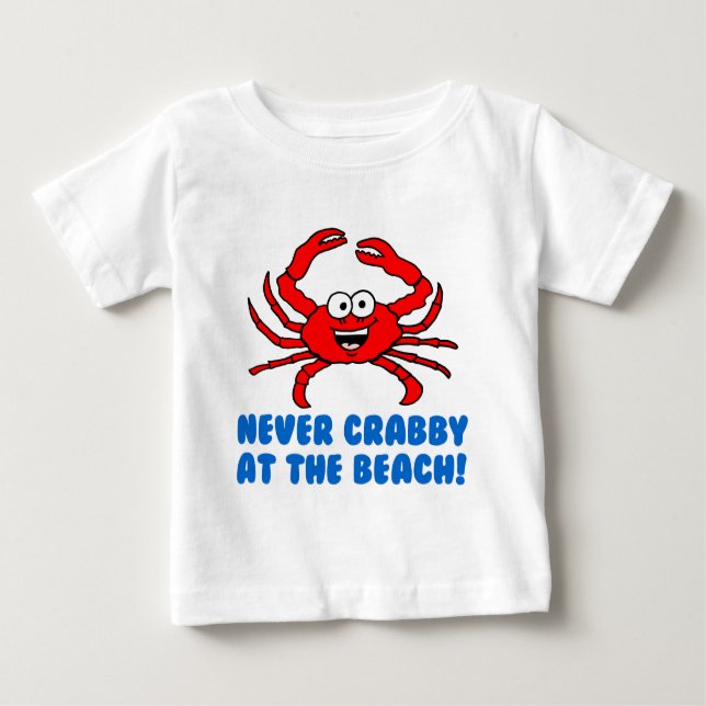 Niemals Crabby am Strand Baby T-shirt (Vorderseite)