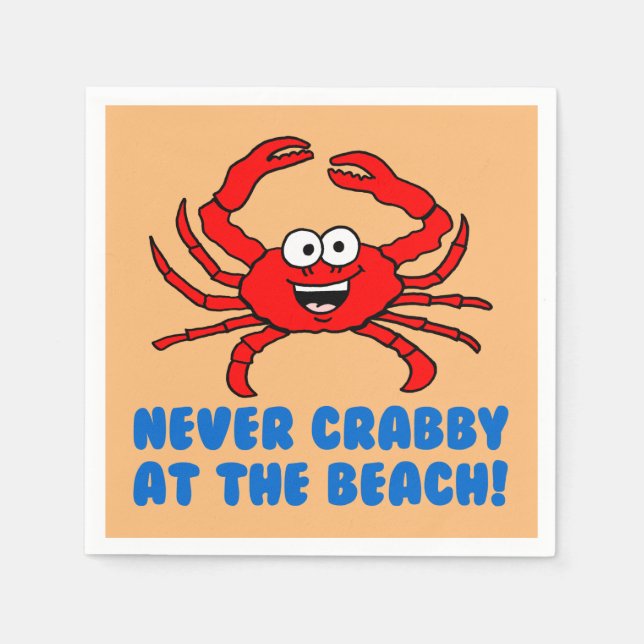 Niemals Crabby am Strand Serviette (Vorderseite)
