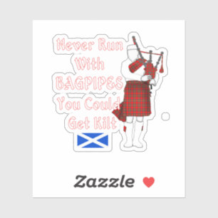 Niemals mit Bagpipe zu laufen, kann man Kilt bekom Aufkleber