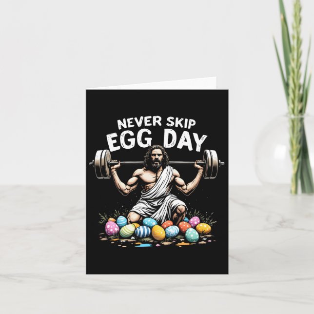 Niemals Skip Egg Day T-Shirt Funny Jesus Ostern Gy Karte (Vorderseite)