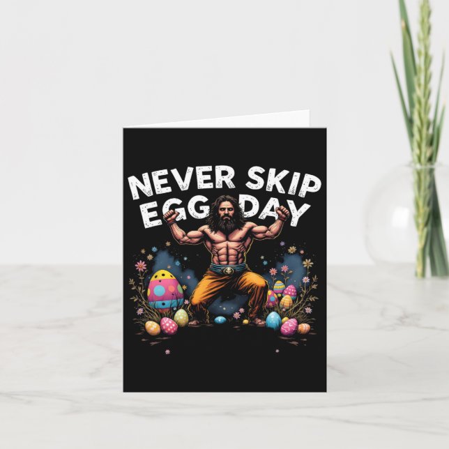 Niemals Skip Egg Day T-Shirt Funny Jesus Ostern Gy Karte (Vorderseite)