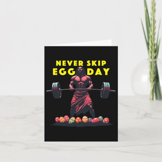 Niemals Skip Egg Day T-Shirt Funny Jesus Ostern Gy Karte (Vorderseite)