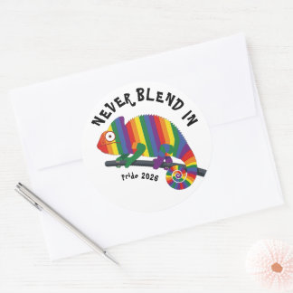 Niemals Untergehen Regenbogen Chamäleon Pride Runder Aufkleber