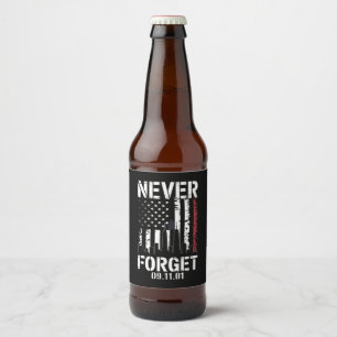 Niemals vergessen September 11 2001 Gedenktag Bierflaschenetikett