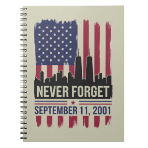 Niemals vergessen September 11 2001 Gedenktag USA Notizblock