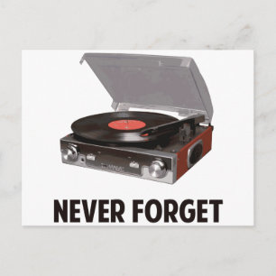 Niemals vergessen Vinyl-Schallplattenspieler Postkarte