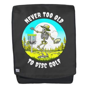 Niemals zu alt für Disc Golf Skelett Werfen Rucksack