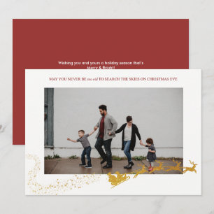 Niemals zu alte weiße Imitate Gold Glitzer Foto Feiertagskarte