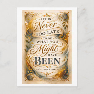 "Niemals zu spät" Eliot Zitat Postkarte
