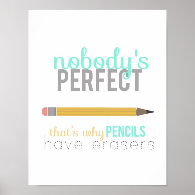 Niemand ist perfekt - Bleistift- und Radiergummi Poster (Vorne)