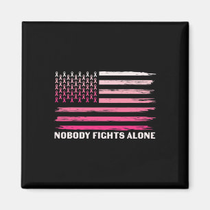 Niemand kämpft allein Brustkrebs USA Flagge Rosa R Magnet