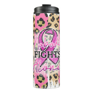 Niemand kämpft allein mit rosa, rosa, rosa, leopar thermosbecher