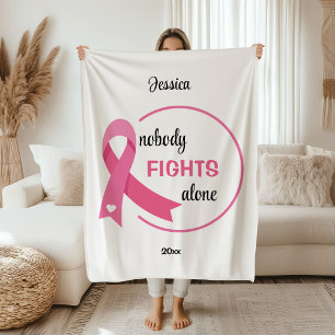 Niemand kämpft allein Pink Ribbon Fleecedecke