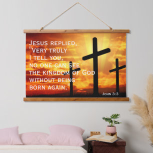 niemand kann das Reich Gottes sehen Johannes 3:3 Wandteppich Mit Holzrahmen