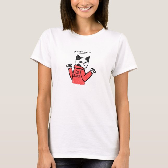 Niemand kümmert sich darum! Away Cats Meme T-Shirt (Vorderseite)