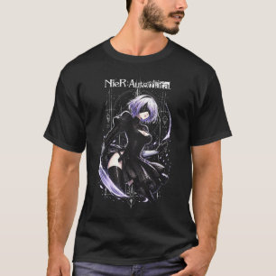 NieR Automata 2B 24 Einfaches dunkles T-Shirt