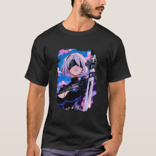 NieR Automata 2B 37 Einfaches dunkles T-Shirt