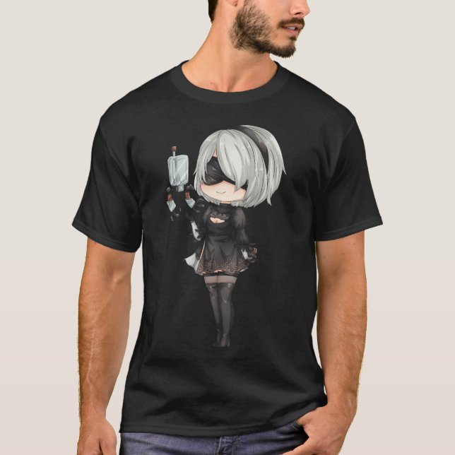 Nier Automata 2B Chibi Design T-Shirt (Vorderseite)