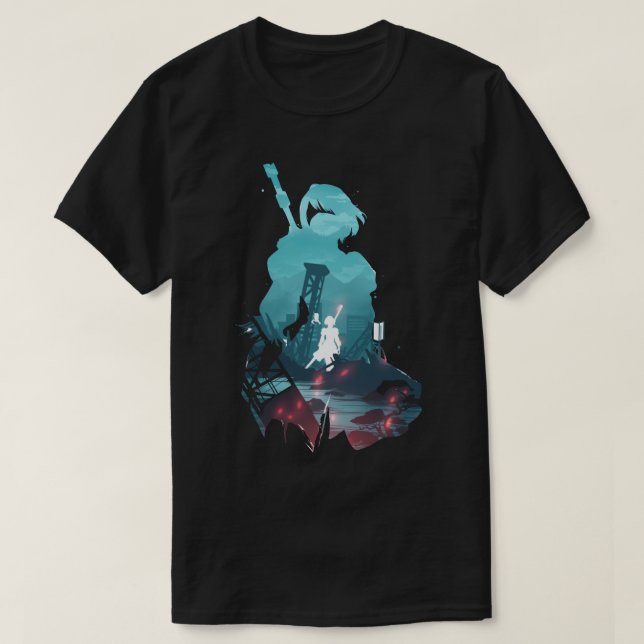 Nier Automata 2B waifu T-Shirt (Design vorne)