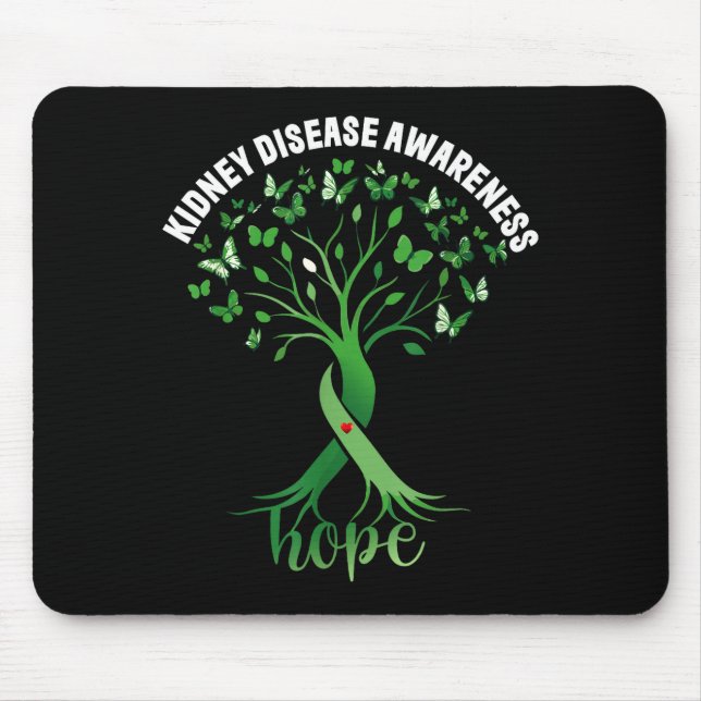 Nierenerkrankung Bewusstsein grünes Band Baum Hoff Mousepad (Vorne)