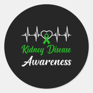Nierenerkrankung Liebe Heartbeat Green Ribb Runder Aufkleber